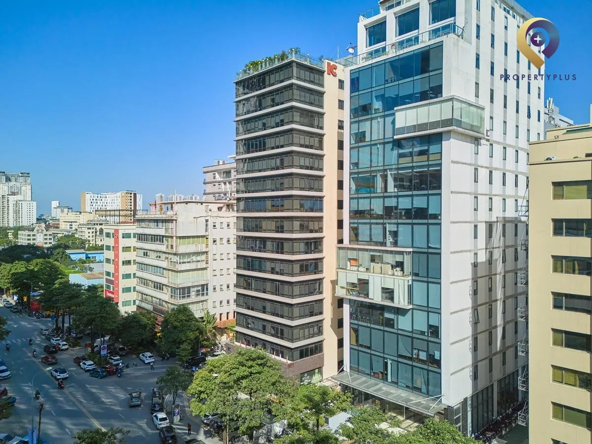 IC-Building exterior overview from above in Cau Giay District, Hanoi.